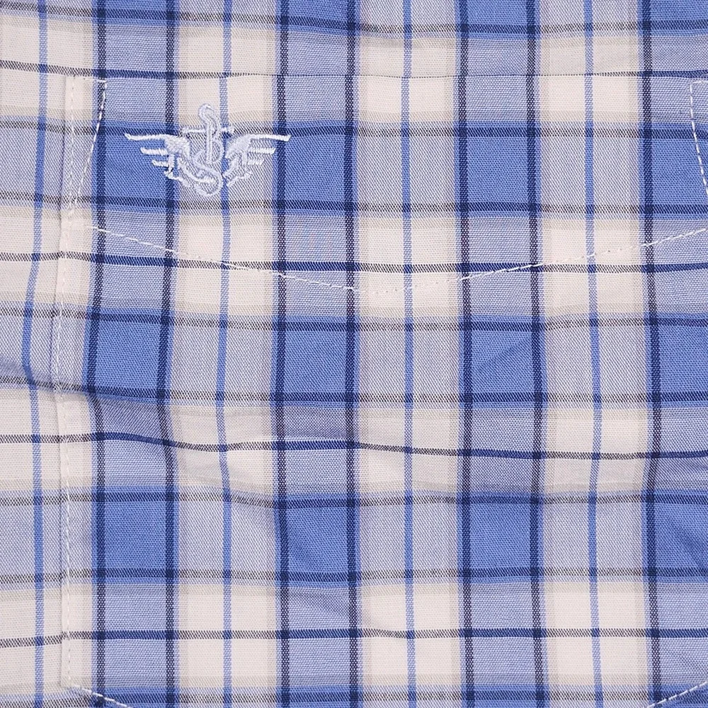 Dockers Button Down Shirt Mens XL Blue Plaid Long Sleeve Classic Fit Preppy